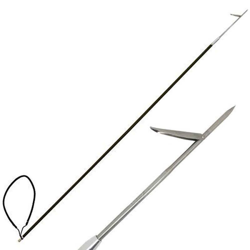 CARBON FIBER 5' One Piece Spearfishing Pole Spear W/ Single Barb Flopper